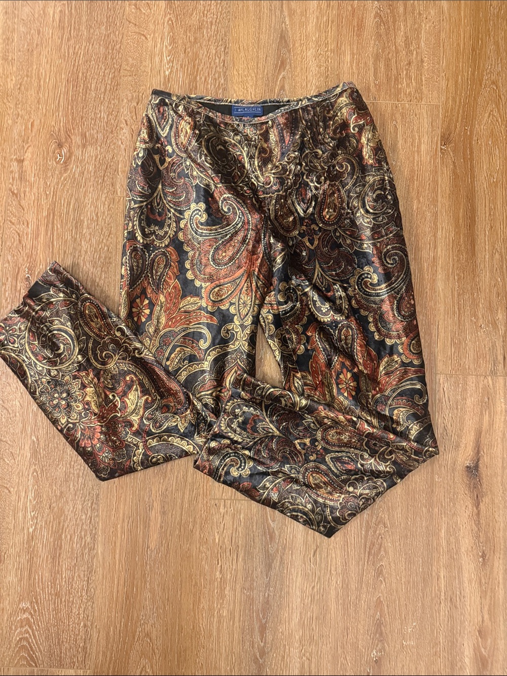 J. McLaughlin Vintage Paisley Velvet Lined Pants Size 4 Made in USA